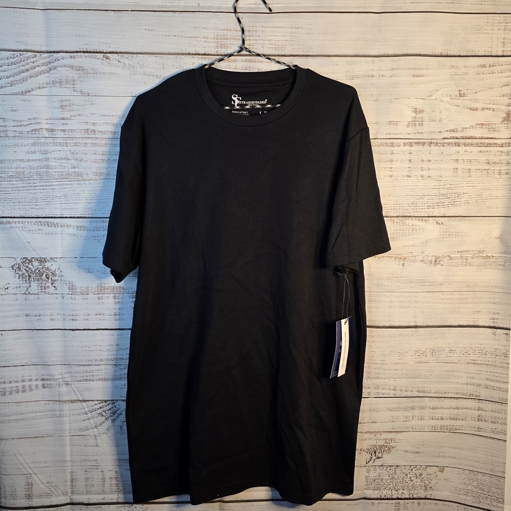 NWT Straightfaded Classic Black T-Shirt Mens Size Large‎ Tall Very Soft!